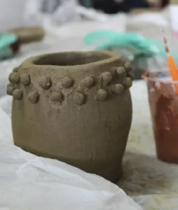Close-up of a clay vessel