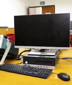 Close-up of a computer on a desk