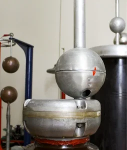 Picture of silver spheres and tension wires