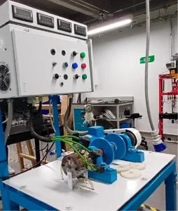 Close-up of one of the laboratory machines