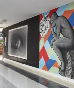 Photograph of one of the murals on the inside of the school building