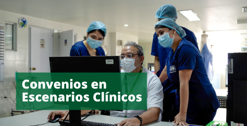Fotografía de estudiantes de convenios en escenarios clínicos