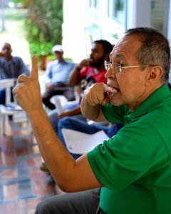Education professor teaching a vocalization exercise
