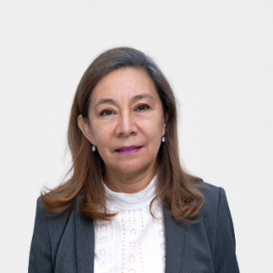 The photo was taken in the foreground, white background and Professor Lady Rodriguez is located in the center.