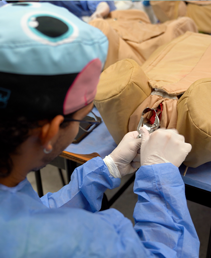 Student in a gynecology class