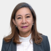 The photo was taken in the foreground, white background and Professor Lady Rodriguez is located in the center.
